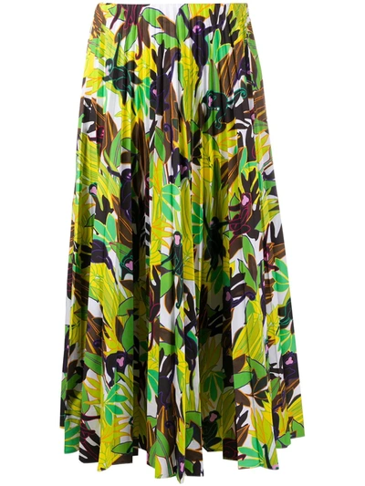 Valentino Monkeys Forest Print Long Skirt In Green In Green