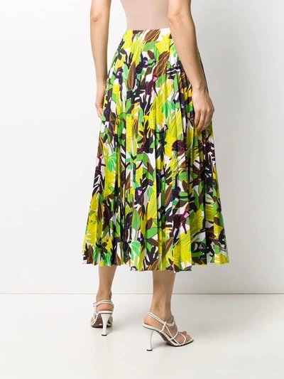 Shop Valentino Monkey Forest Pleated Midi Skirt In Green