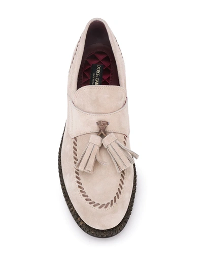 Shop Dolce & Gabbana Tassel-detailed Loafers In Neutrals