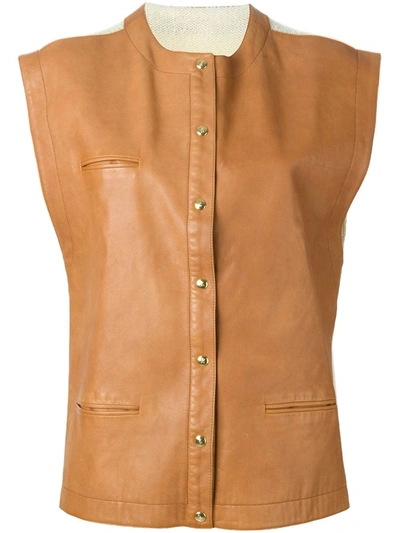 Pre-owned Roberta Di Camerino Leather Panel Waistcoat In Neutrals