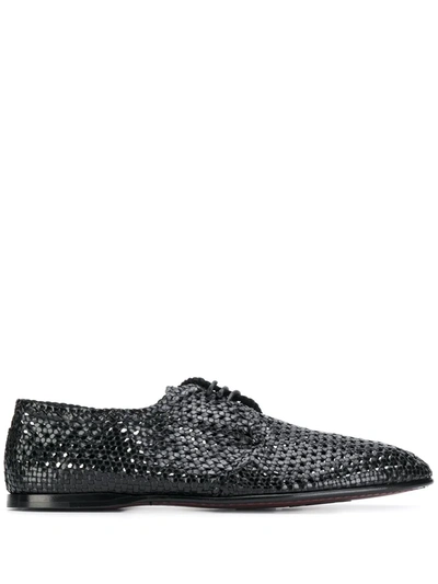 Shop Dolce & Gabbana Hand-woven Derby Shoes In Black