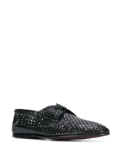 Dolce & Gabbana Black Woven Leather Derby Shoes
