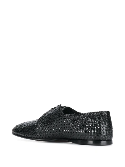 Dolce & Gabbana Black Woven Leather Derby Shoes