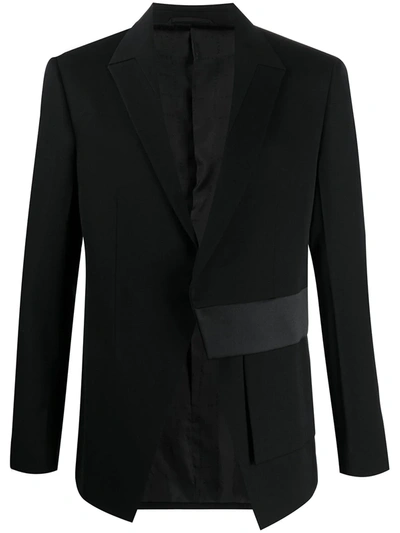 Shop Alyx Asymmetric Satin-panel Blazer In Black