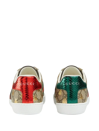 Gucci Ace Gg Supreme Bee-print Monogrammed Sneakers In Beige