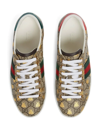 Gucci Ace Gg Supreme Bee-print Monogrammed Sneakers In Beige