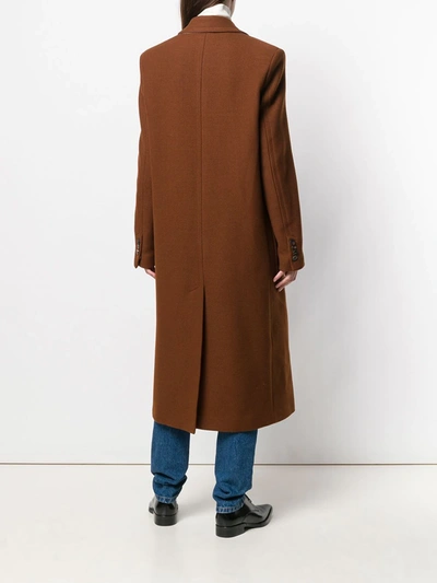 Shop Ami Alexandre Mattiussi Patched Pockets Two Buttons Long Lined Coat In Brown