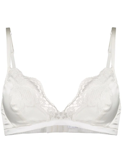 Shop Dolce & Gabbana Lace-detail Satin Bra In White