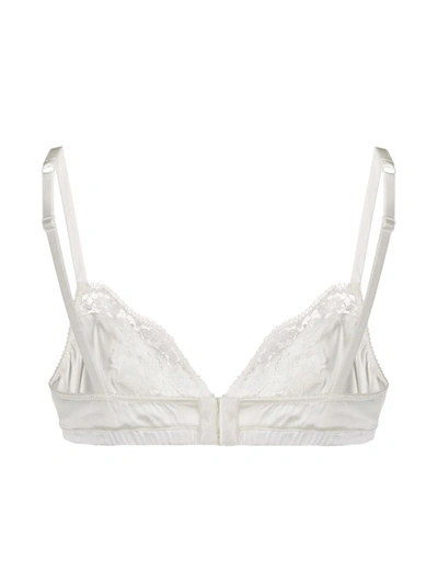 Shop Dolce & Gabbana Lace-detail Satin Bra In White