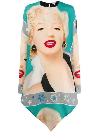 Shop Loewe Marilyn Monroe Print Dress In Blue
