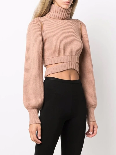 Adamo Ribbed-knit Roll-neck Jumper In Pink