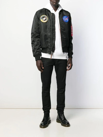 Shop Alpha Industries Nasa Satin Bomber Jacket In Black