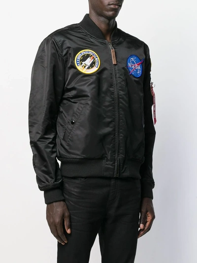 Shop Alpha Industries Nasa Satin Bomber Jacket In Black