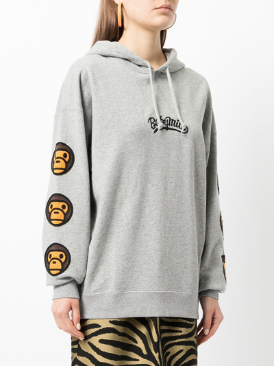 Shop A Bathing Ape Logo-print Cotton Hoodie In Grau