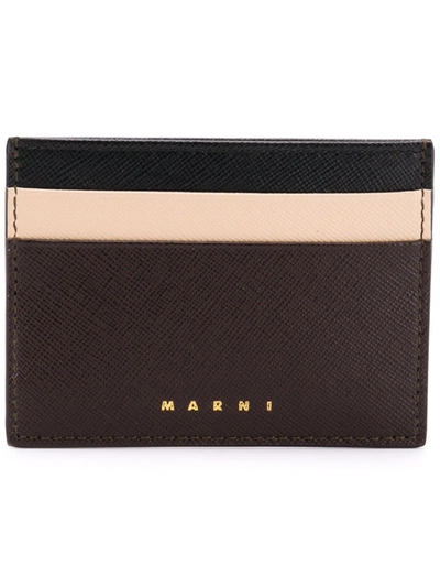 Shop Marni Logo Embossed Card Holder In Brown