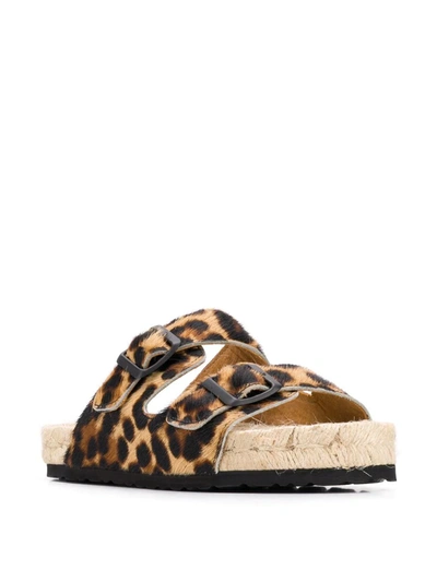 Shop Manebi Leopard-print Sandals In Neutrals