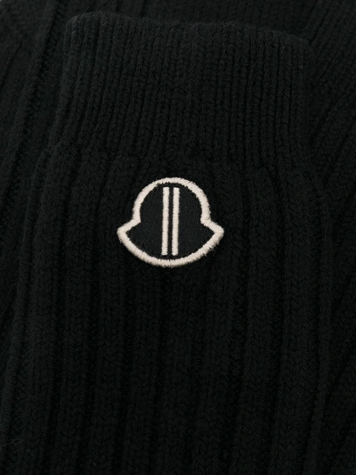Shop Moncler Ribbed Logo Socks In Black