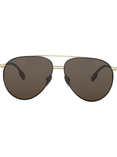 Shop Burberry Eyewear Oversized Aviator Sunglasses In Gold