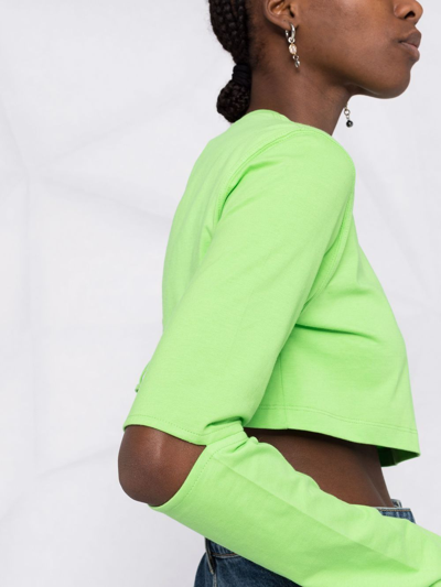Shop Jacquemus Le T-shirt Piccola Crop Top In Green