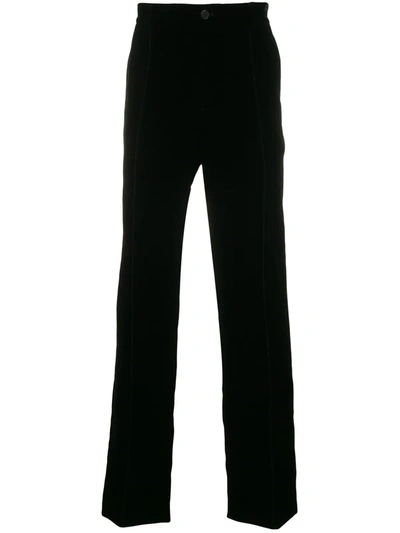 Shop Giorgio Armani Elasticated Waistband Straight Trousers In Black