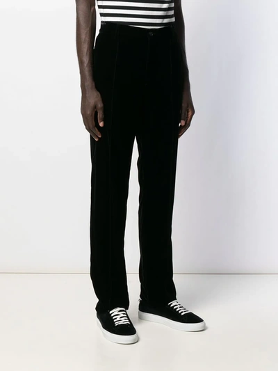 Shop Giorgio Armani Elasticated Waistband Straight Trousers In Black