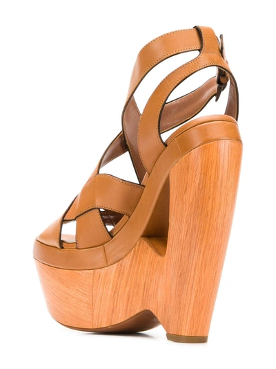 Pre-owned Alaïa 2000's Cutout Wedge Sandals In Brown