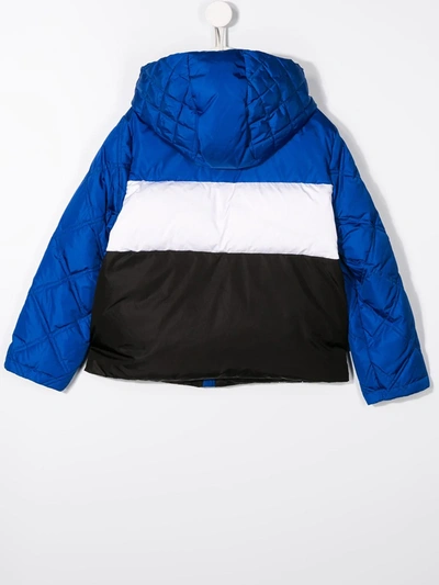 Young Versace Kids' Padded Colour Blocked Jacket In Blue | ModeSens