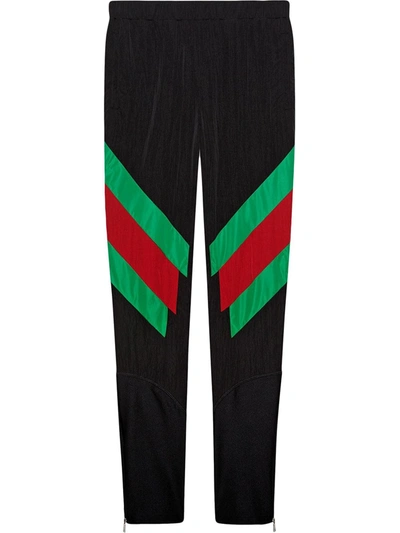 Shop Gucci Nylon Legging With Web Intarsia In Black