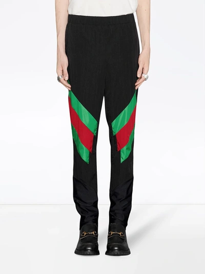 Shop Gucci Nylon Legging With Web Intarsia In Black