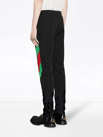 Shop Gucci Nylon Legging With Web Intarsia In Black