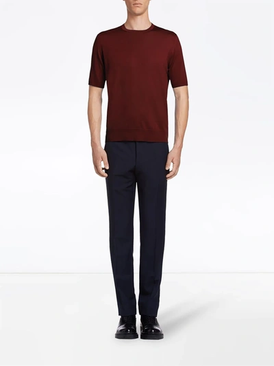 Shop Prada Crew Neck Knitted Top In Red