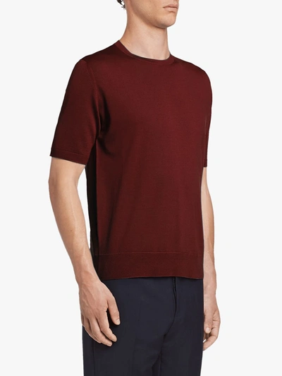 Shop Prada Crew Neck Knitted Top In Red