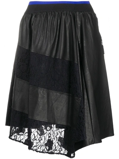 Shop Koché Lace Panel Asymmetric Skirt In Black