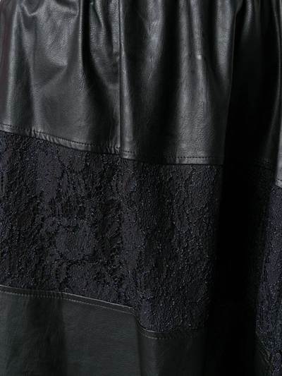 Shop Koché Lace Panel Asymmetric Skirt In Black