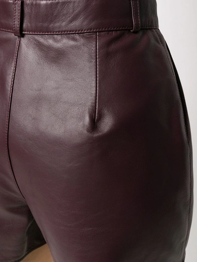 Shop Etro Pleated Leather Shorts In Purple