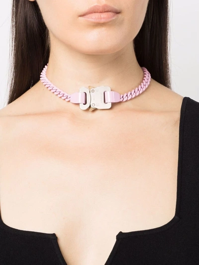 Shop Alyx Buckle Fastening Curb Chain Necklace In Rosa