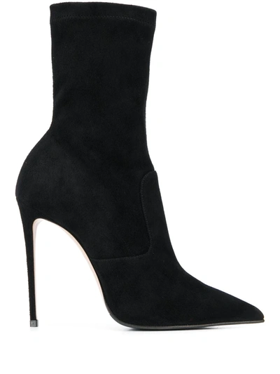 Shop Le Silla Eva Pointed-toe Ankle Boots In Black