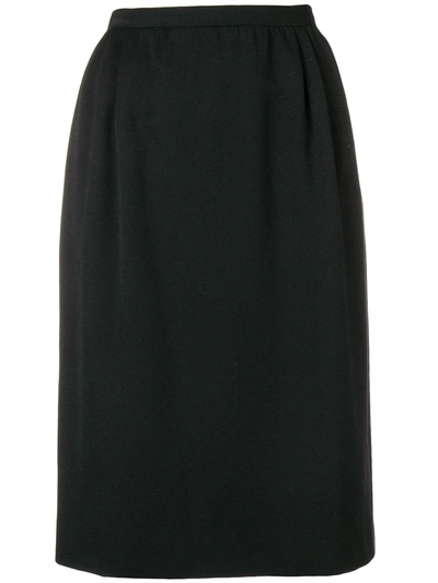 Pre-owned Valentino 1980s Pleated Detail Skirt In Black