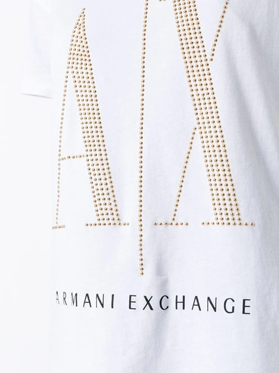 Shop Armani Exchange Sequin Logo T-shirt In White
