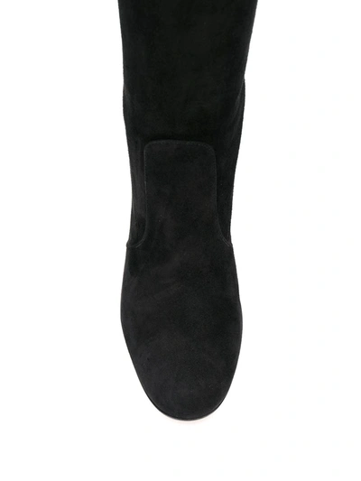 Shop Gianvito Rossi Glen 85mm Suede Knee-high Boots In Black
