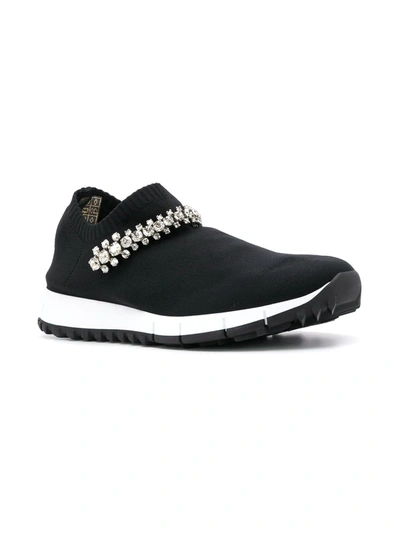 Shop Jimmy Choo Verona Knit Embellished Sneakers In Black