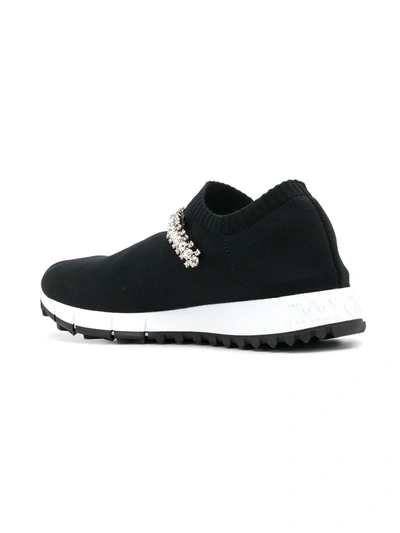 Shop Jimmy Choo Verona Knit Embellished Sneakers In Black