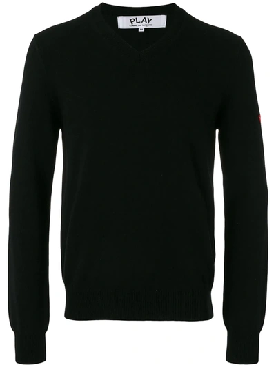 Shop Comme Des Garçons Play Embroidered Heart Patch Sweatshirt In Black