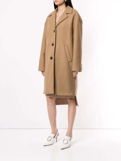 Shop N°21 Wool Oversized Single Breast Coat In Brown