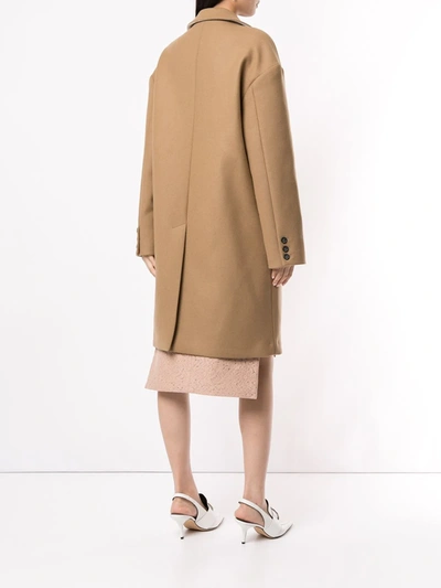 Shop N°21 Wool Oversized Single Breast Coat In Brown