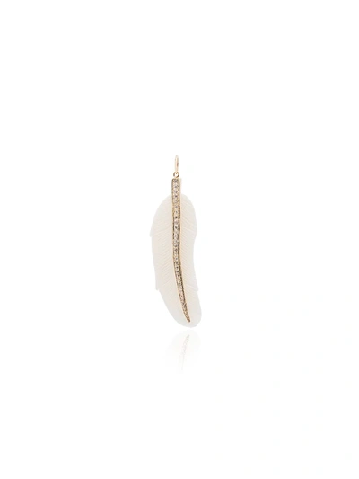 Shop Jacquie Aiche 14kt Yellow Gold Feather Diamond Necklace