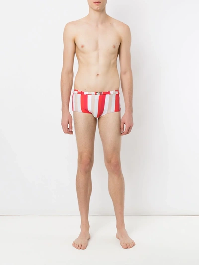 Shop Amir Slama Striped Swim Briefs In Red