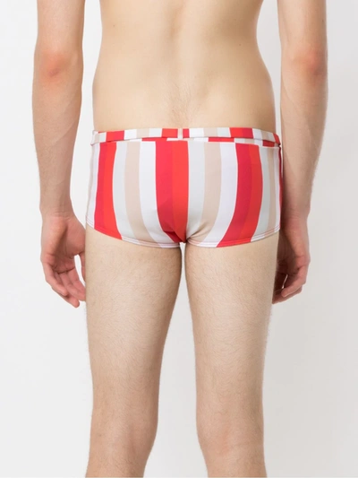 Shop Amir Slama Striped Swim Briefs In Red