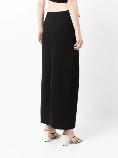 Shop Paris Georgia Franca Pleat-detail Full Skirt In Black