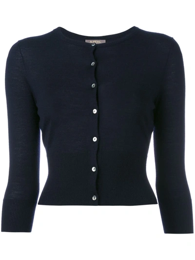N•peal Cashmere Round Neck Cardigan In Blue